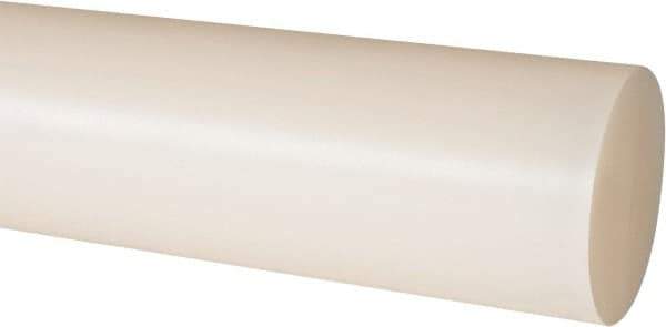 Made in USA - 8' Long, 1-7/8" Diam, Nylon 6/6 Plastic Rod - Natural (Color) - Eagle Tool & Supply