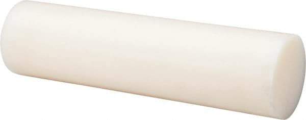 Made in USA - 4' Long, 4-3/4" Diam, Nylon 6/6 Plastic Rod - Natural (Color) - Eagle Tool & Supply