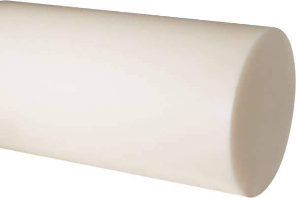Made in USA - 1' Long, 6" Diam, Nylon 6/6 Plastic Rod - Natural (Color) - Eagle Tool & Supply