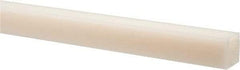 Made in USA - 2 Ft. Long x 5/8 Inch Wide x 5/8 Inch High, Nylon, Square Plastic Bar - Natural - Eagle Tool & Supply