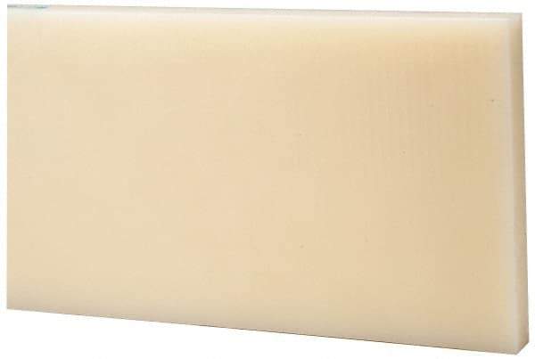 Made in USA - 1 Ft. Long x 6 Inch Wide x 1-1/2 Inch High, Nylon, Rectangular Plastic Bar - Natural - Eagle Tool & Supply