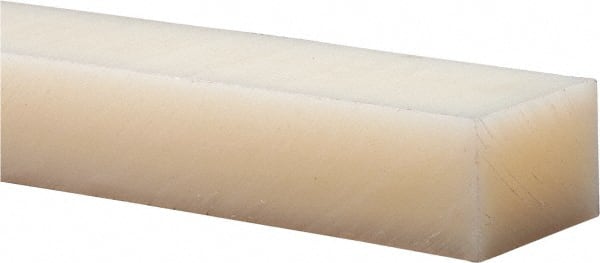 Made in USA - 2' x 2" x 1" Natural (Color) Nylon 6/6 Rectangular Bar - Eagle Tool & Supply