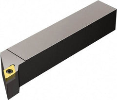 Sandvik Coromant - SDJCR/L, Left Hand Cut, -3° Lead Angle, 25mm Shank Height x 25mm Shank Width, Neutral Rake Indexable Turning Toolholder - 150mm OAL, DCMT 11 T3 08, DCMT 3(2.5)2 Insert Compatibility, Series CoroTurn 107 - Eagle Tool & Supply