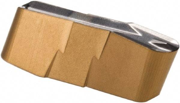 Iscar - 318159GIP Grade IC808, 3.18mm Cutting Width Carbide Grooving Insert - 12.19mm Max Depth of Cut, Neutral, 1.6mm Corner Radius, TiN/TiAlN Finish - Eagle Tool & Supply