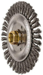 Weiler - 5" OD, 5/8" Arbor Hole, Stringer Bead Steel Wheel Brush - 3/16" Face Width, 7/8" Trim Length, 0.02" Filament Diam, 12,500 RPM - Eagle Tool & Supply