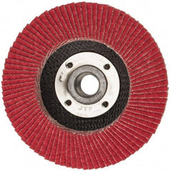 Weiler - 80 Grit, 4-1/2" Disc Diam, 5/8-11 Center Hole, Type 29 Ceramic Flap Disc - 13,000 Max RPM, Phenolic Backing, Arbor Attaching System, Coated - Eagle Tool & Supply