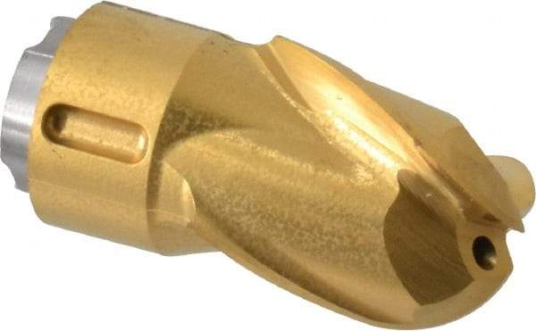 Seco - MP12 E04 Grade F40M Carbide Milling Tip Insert - TiAlN/TiN Finish, 3 Flutes, 1/2" Cutting Diam, 0.551" Depth of Cut, 0.945" Extension, 1/4" Cnr Rad - Eagle Tool & Supply