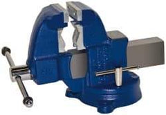 Gibraltar - 3-1/2" Jaw Width x 4" Jaw Opening Capacity, 4-1/2" Throat Depth, Bench & Pipe Combination Vise - 1/8 to 2-1/2" Pipe Capacity, Swivel Base, Bolt Down Attachment, Ductile Iron - Eagle Tool & Supply