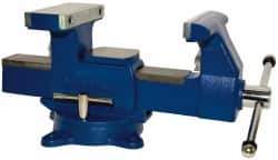 Gibraltar - 6-1/2" Jaw Width x 7" Jaw Opening Capacity, 4" Throat Depth, Bench & Pipe Combination Vise - 1/8 to 3-1/2" Pipe Capacity, Swivel Base, Bolt Down Attachment, Ductile Iron - Eagle Tool & Supply