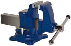 Gibraltar - 5" Jaw Width, 8" Opening Capacity, 5" Throat Depth, Ductile Iron Swivel Bench Vise - Bolt Down Base Attachment - Eagle Tool & Supply