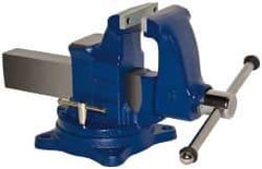 Gibraltar - 5" Jaw Width, 8" Opening Capacity, 5" Throat Depth, Ductile Iron Swivel Bench Vise - Bolt Down Base Attachment - Eagle Tool & Supply