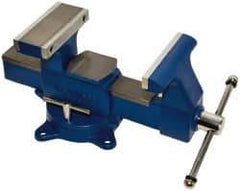 Gibraltar - 8" Jaw Width x 8-1/2" Jaw Opening Capacity, 4-3/4" Throat Depth, Bench & Pipe Combination Vise - 1/8 to 4-1/2" Pipe Capacity, Swivel Base, Bolt Down Attachment, Ductile Iron - Eagle Tool & Supply