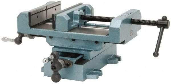 Wilton - 8" Jaw Opening Capacity x 2" Throat Depth, Horizontal Drill Press Vise - 8" Wide x 2" High Jaw, Cross Slide Base, Standard Speed, 11" OAL x 7-1/4" Overall Height, Cast Iron - Eagle Tool & Supply