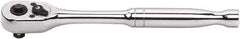 GearWrench - 3/8" Drive Pear Head Quick-Release Ratchet - Full Polish Chrome Finish, 7-7/8" OAL, 45 Gear Teeth, Button Head - Eagle Tool & Supply