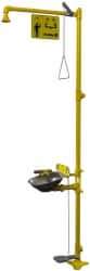 Bradley - 1-1/4" Inlet, 26 GPM shower Flow, Drench shower & Eyewash Station - Bowl, Triangular Pull Rod, Push Flag & Foot Treadle Activated, Galvanized Steel Pipe, Plastic Shower Head, 0.4 GPM Bowl Flow, Corrosion Resistant, Top or Mid Supply - Eagle Tool & Supply