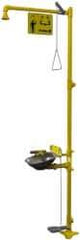 Bradley - 1-1/4" Inlet, 26 GPM shower Flow, Drench shower, Eye & Face Wash Station - Bowl, Triangular Pull Rod, Push Flag & Foot Treadle Activated, Galvanized Steel Pipe, Plastic Shower Head, 3 GPM Bowl Flow, Corrosion Resistant, Top or Mid Supply - Eagle Tool & Supply