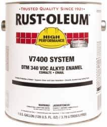 Rust-Oleum - 1 Gal Black Flat Finish Alkyd Enamel Paint - 230 to 425 Sq Ft per Gal, Interior/Exterior, Direct to Metal, <340 gL VOC Compliance - Eagle Tool & Supply