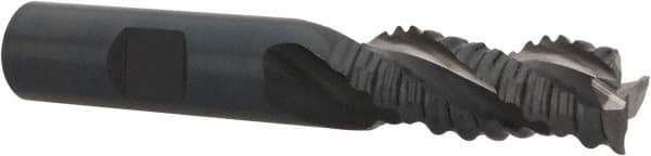 OSG - 1/2" Diam, Coarse Pitch, 1-1/4" LOC, 3 Flute Cobalt Roughing End Mill - Uncoated, 3-1/4" OAL, 1/2" Shank Diam, Single End, Centercutting, 35° Helix - Eagle Tool & Supply