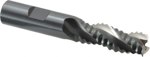 OSG - 5/8" Diam, Coarse Pitch, 1-5/8" LOC, 3 Flute Cobalt Roughing End Mill - Uncoated, 3-3/4" OAL, 5/8" Shank Diam, Single End, Centercutting, 35° Helix - Eagle Tool & Supply