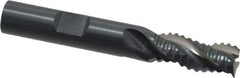 OSG - 3/8" Diam, Coarse Pitch, 3/4" LOC, 3 Flute Cobalt Corner Chamfer Roughing End Mill - Uncoated, 2-5/8" OAL, 3/8" Shank Diam, Single End, Centercutting, 35° Helix - Eagle Tool & Supply