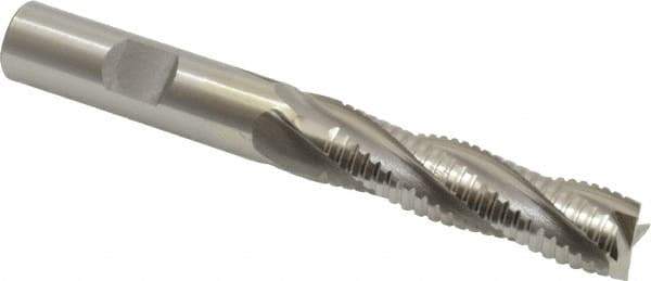 OSG - 1/2" Diam, 2" LOC, 4 Flute Cobalt Roughing & Finishing Square End Mill - Uncoated, 4" OAL, 1/2" Shank Diam, Weldon Shank, 30° Helix, Centercutting, Long Length - Eagle Tool & Supply
