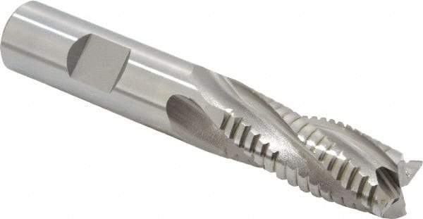 OSG - 5/8" Diam, 1-5/8" LOC, 4 Flute Cobalt Roughing & Finishing Square End Mill - Uncoated, 3-3/4" OAL, 5/8" Shank Diam, Weldon Shank, 30° Helix, Centercutting - Eagle Tool & Supply
