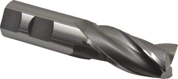 OSG - 1", 2" LOC, 1" Shank Diam, 4-1/2" OAL, 3 Flute, Cobalt Square End Mill - Single End, Uncoated, Spiral Flute, 30° Helix, Centercutting, Right Hand Cut, Right Hand Flute, Series 531 - Eagle Tool & Supply