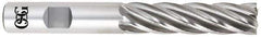OSG - 1-1/4", 4" LOC, 1" Shank Diam, 6-1/2" OAL, 6 Flute, Cobalt Square End Mill - Single End, Uncoated, Spiral Flute, 30° Helix, Right Hand Cut, Right Hand Flute, Series 545 - Eagle Tool & Supply