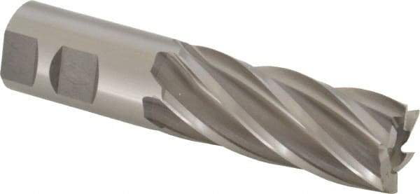 OSG - 1-1/4", 3" LOC, 1-1/4" Shank Diam, 5-1/2" OAL, 6 Flute, Cobalt Square End Mill - Single End, Uncoated, Spiral Flute, 30° Helix, Right Hand Cut, Right Hand Flute, Series 547 - Eagle Tool & Supply