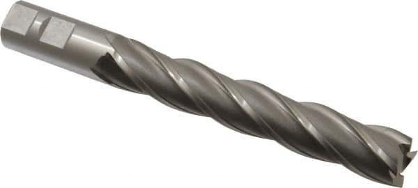 OSG - 7/8", 5" LOC, 7/8" Shank Diam, 7-1/4" OAL, 4 Flute, Cobalt Square End Mill - Single End, Uncoated, Spiral Flute, 30° Helix, Right Hand Cut, Right Hand Flute, Series 557 - Eagle Tool & Supply