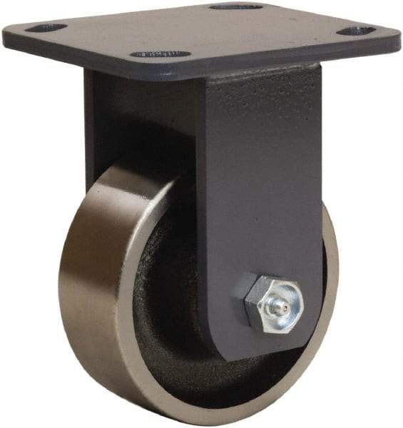 Hamilton - 4" Diam x 1-1/2" Wide x 5-5/8" OAH Top Plate Mount Rigid Caster - Forged Steel, 1,400 Lb Capacity, Straight Roller Bearing, 4 x 4-1/2" Plate - Eagle Tool & Supply