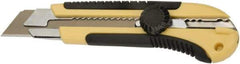 Ability One - Snap Utility Knife - 4-1/2" Steel Blade, Yellow Die Cast Handle, 5 Blades Included - Eagle Tool & Supply