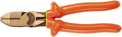 Ampco - 8-3/4" OAL, Insulated Side Cutting Linesman's Pliers - Smooth Jaw, 1000 Volt Insulated Handles - Eagle Tool & Supply