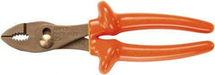 Ampco - 8-3/16" OAL, Insulated Adjustable Combination Pliers - Grooved Jaw, 1000 Volt Insulated Handles - Eagle Tool & Supply