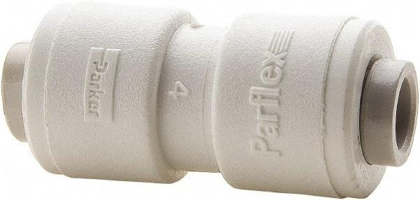 Parker - 1/2 x 3/8" Outside Diam, Polypropylene Push-to-Connect Tube Union - 150 Max psi, White - Eagle Tool & Supply
