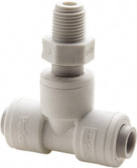 Parker - Plastic Push-To-Connect Tube Fittings Type: Male Swivel Branch Tee Tube Outside Diameter (Inch): 1/4 x 1/4 - Eagle Tool & Supply