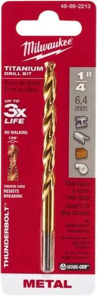 Milwaukee Tool - 1/4" High Speed Steel, 135° Point, Round with Flats Shank Maintenance Drill Bit - Eagle Tool & Supply