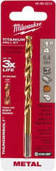 Milwaukee Tool - 1/4" High Speed Steel, 135° Point, Round with Flats Shank Maintenance Drill Bit - Eagle Tool & Supply