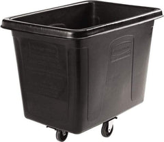 Rubbermaid - 500 Lb Load Capacity, 16 Cu Ft, 12.9 Bushels, Cube Truck - 31" Wide x 43-3/4" Long x 37" High, Black - Eagle Tool & Supply