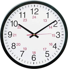 UNIVERSAL - 11-1/2 Inch Diameter, White Face, Dial Wall Clock - Analog Display, Black Case, Runs on AA Battery - Eagle Tool & Supply