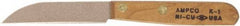 Ampco - 3-1/8" Long Blade, Nickel-Tin-Copper Alloy, Fine Edge, Fixed Blade Knife - 6.75" OAL, Wood Handle - Eagle Tool & Supply