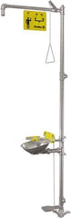 Bradley - 1-1/4" Inlet, 22 GPM shower Flow, Drench shower, Eye & Face Wash Station - Bowl, Triangular Pull Rod, Push Handle & Foot Pedal Activated, Stainless Steel Pipe, 316 Stainless Steel Shower Head, 5.1 GPM Bowl Flow, Corrosion Resistant - Eagle Tool & Supply