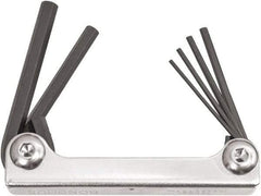 Bondhus - 6 Piece Fold-Up Ball End Hex Key Set - Hex Range 3 to 10mm, 7-1/2" OAL, Protanium High Torque Steel - Eagle Tool & Supply
