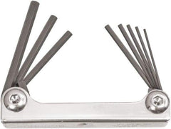 Bondhus - 8 Piece Fold-Up Ball End Hex Key Set - Hex Range 0.05 to 5/32", 3-1/2" OAL, Protanium High Torque Steel - Eagle Tool & Supply