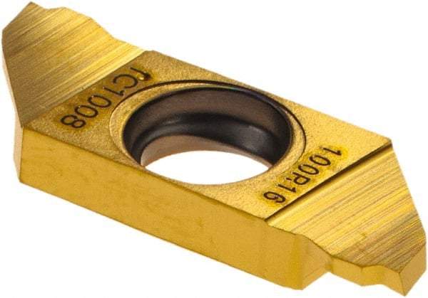 Iscar - SCIR22100 IC1008 Grade, 0.0394" Cutting Width, Carbide Cutoff Insert - 16° Right Hand Lead Angle, TiAlN/TiN Coated, Single End - Eagle Tool & Supply