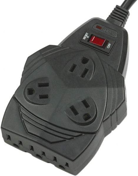 FELLOWES - 8 Outlets, 120 Volts, 15 Amps, 6' Cord, Surge Power Outlet Strip - Floor Mount, 5-15R NEMA Configuration - Eagle Tool & Supply