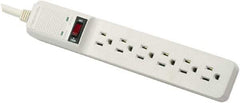 FELLOWES - 6 Outlets, 120 Volts, 15 Amps, 15' Cord, Surge Power Outlet Strip - Floor Mount, 5-15R NEMA Configuration - Eagle Tool & Supply