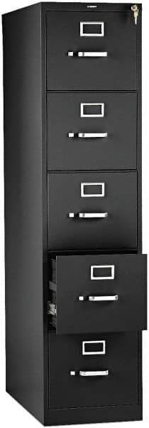 Hon - 26" Wide x 60" High x 26-1/2" Deep, 5 Drawer Vertical File with Lock - Steel, Black - Eagle Tool & Supply