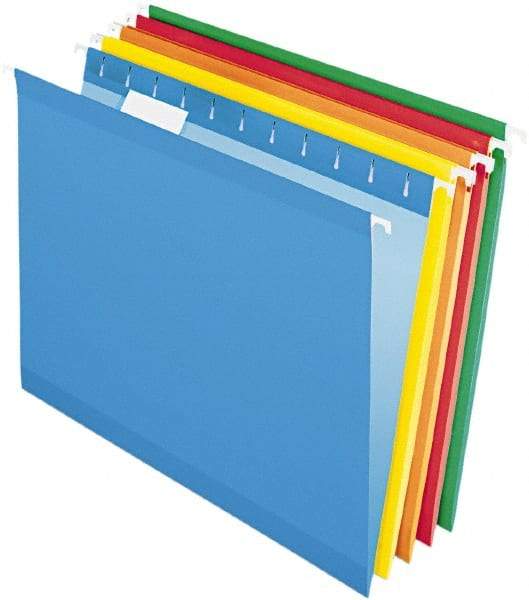 Pendaflex - 8-1/2 x 11", Letter Size, Assorted Colors, Standard Hanging File Folders - 11 Point Stock, 1/5 Tab Cut Location - Eagle Tool & Supply