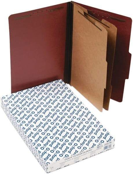 Pendaflex - 8-1/2 x 14", Legal, Red, Classification Folders with Top Tab Fastener - 11 Point Stock, 2/5 Tab Cut Location - Eagle Tool & Supply